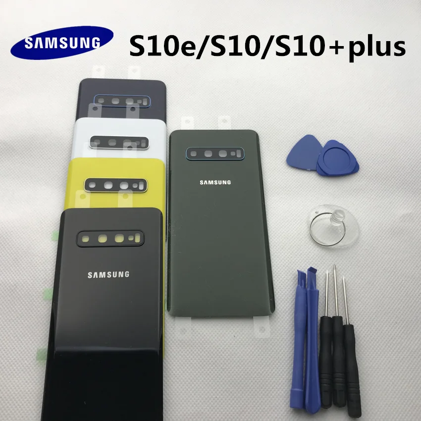 Чехол для samsung Galaxy S10e G973 S10 G970 S10+ plus G975, Задняя стеклянная крышка для батареи, чехол на заднюю дверь с наклейкой+ Инструменты