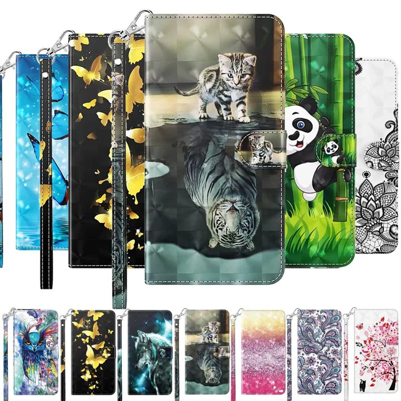 3D кота Тигра кожаный чехол-портмоне с откидной крышкой чехол для Moto G9 G8 играть