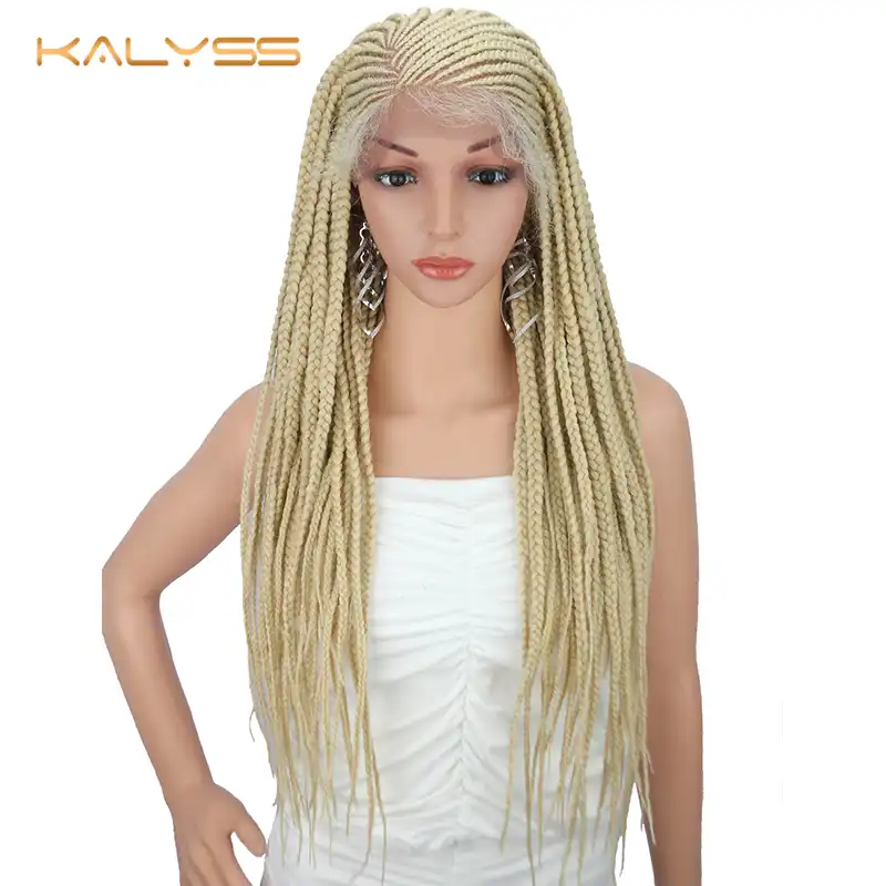Kalyss 28 Inches 13x6 Braided Wigs Braided Lace Front Wig For
