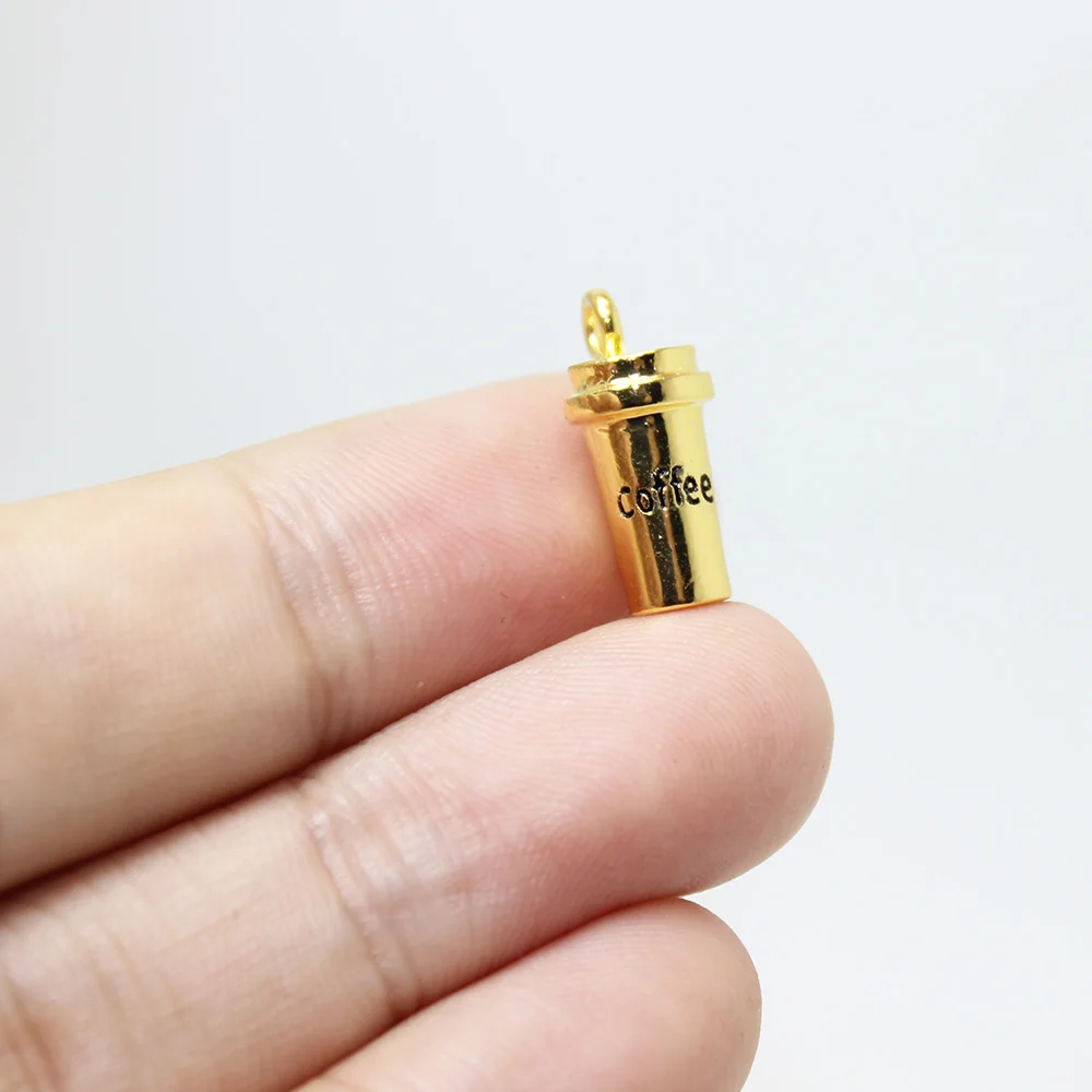 gold Yamily 8 шт/13*7 мм кофейная чашка Шарм в античном стиле золотистые и Серебристые камни 3d кофе кулон для самостоятельного изготовления ювелирных изделий ручной работы бесплатно - Окраска металла: gold
