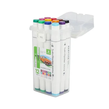 

Double-headed Thin Line маркер Pen Corner Watercolor Painting Art Markers Brush Office Learning Marker Pen Set 12color