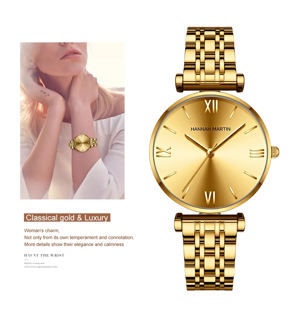 Simple Fashion Stainless Steel Women Watch Rose Gold Elegent Japan Movement Quartz Wristwatch Simple Round Dial Bracelet Watch