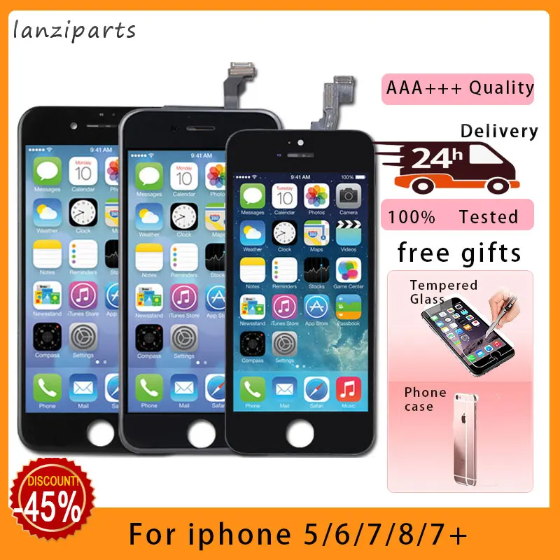 ЖК дисплей для iPhone 5 6 7 8 Plus дигитайзер сенсорного экрана в сборе без битых
