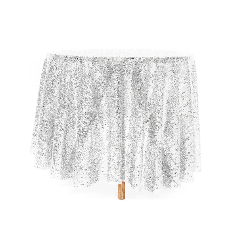 47Inch / 120cm Sparkle Round Sequin Embroidered Tablecloth Table Cover For Wedding Party Banquet Event Dining Table Cloths Cover