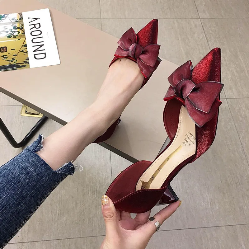 

Hollow Casual Heels 2019 Shallow Mouth Dress Shoes Round Toe Woman All-Match Branded Pumps Pointed Wedge Slip Om Sandals Ladies