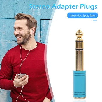

6.35mm Male to 3.5mm Female Adapter Electric Guitars Headphones Amplifiers Adapter Plugs Gold-plated Audio Terminals