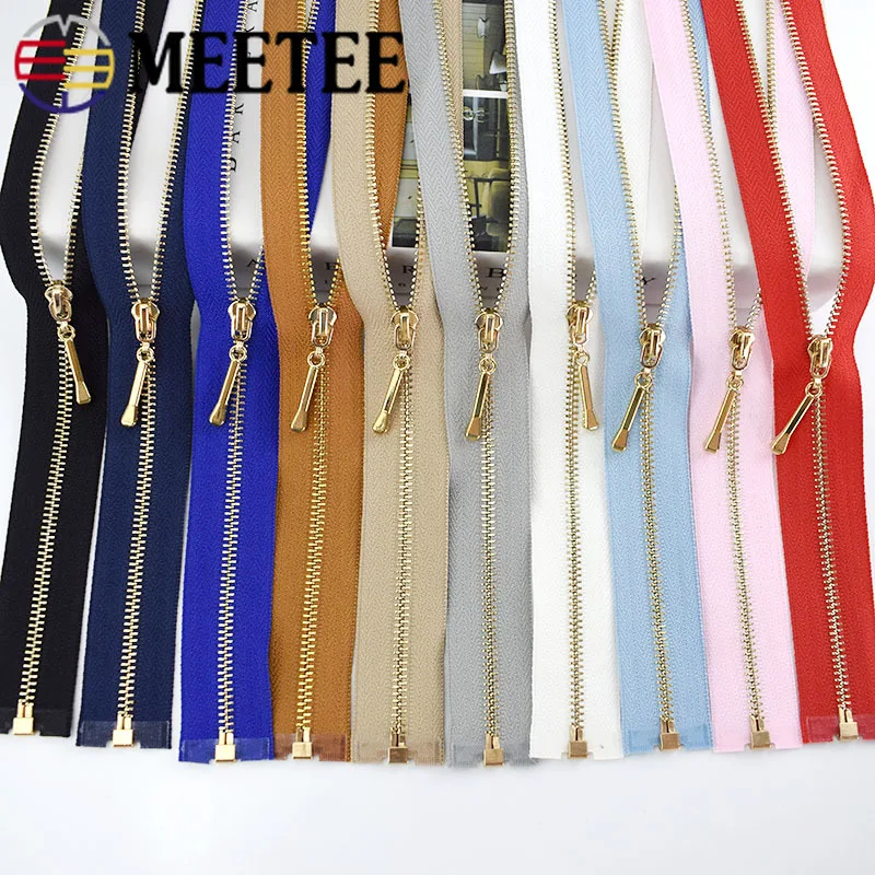2/5pcs Meetee 40-70CM 3# Open-End Auto Lock Metal Zippers for Sewing Clothes Bags Purse Shoes Craft Accessories Supplies ZA046