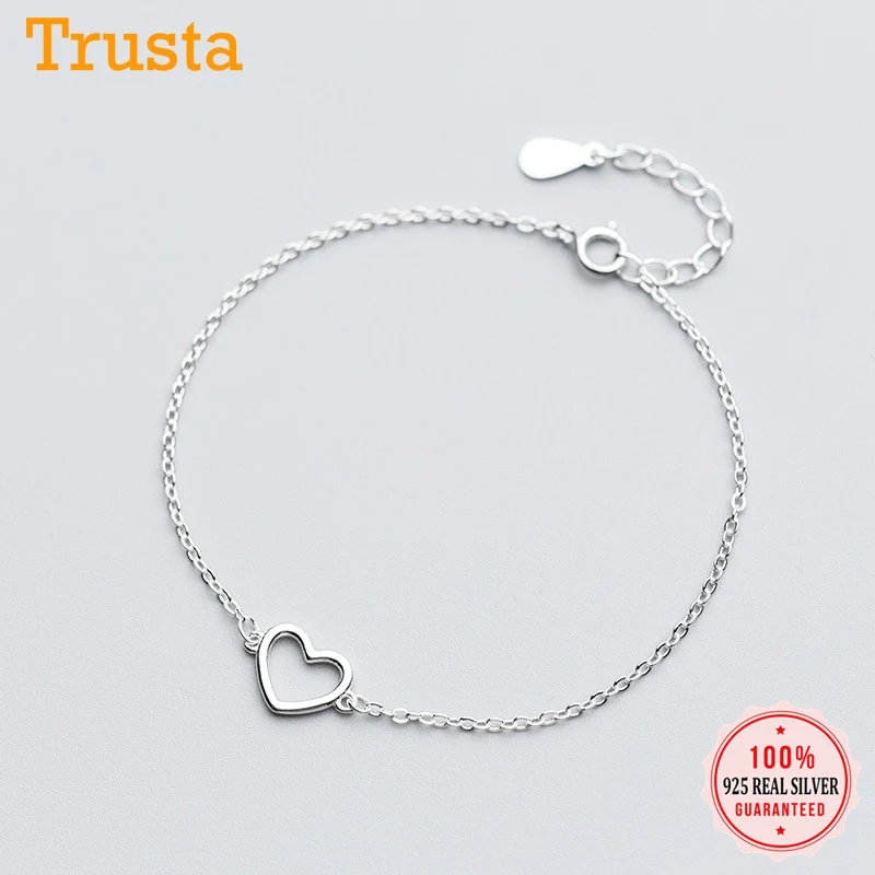 Heart-Bracelet Jewelry 100%925-Sterling-Silver Fashion Womens Trusta for Gift Girl Lady
