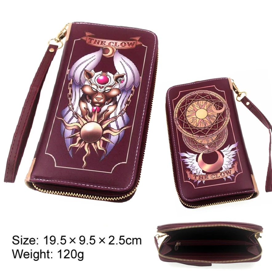 D Аниме Cardcaptor Sakura, кошелек на молнии из искусственной кожи, кошелек для карт, кожаный кошелек, держатели для карт, слоистые, для мальчиков и девочек, длинная монета, сумочка с мультяшным принтом - Цвет: D