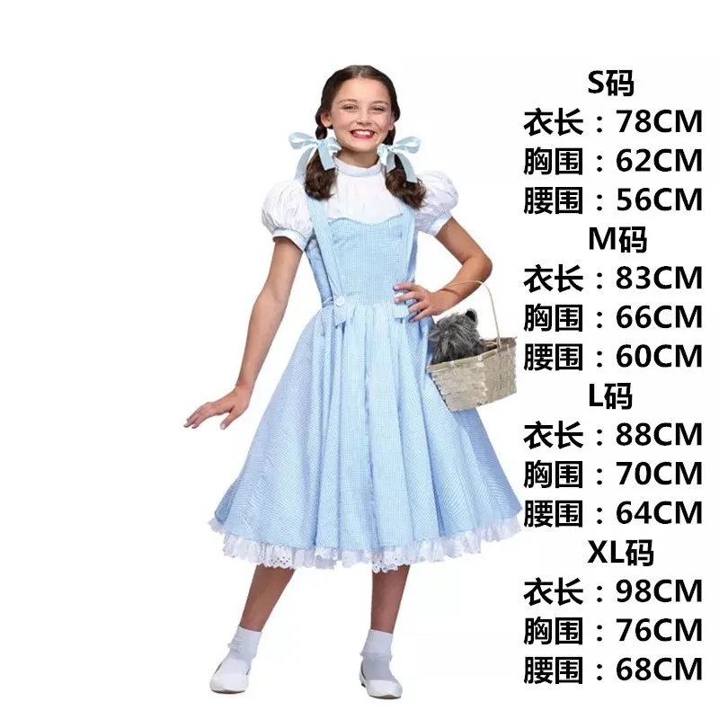 

New Style Halloween Character Play Children Retro Farm Skirt Fairy Tale Oz Game Plus-sized Service