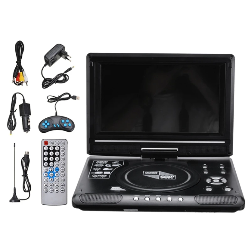 Reproductor de DVD portátil Coche y Casa, de Radio USB de 9,8 pulgadas, VCD, CD, reproductor de TV, receptor de compatible con Radio FM, enchufe de UE