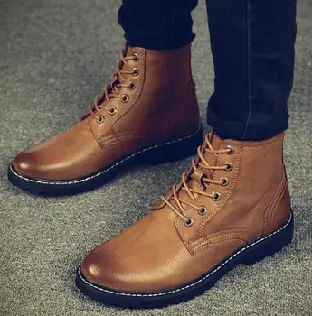 

High Quality Fashion Men Pu Leather Lace-up Boots Male Casual Classic Trendy Vinage Stylish Martin Boots Zapatos De Hombre 4M385