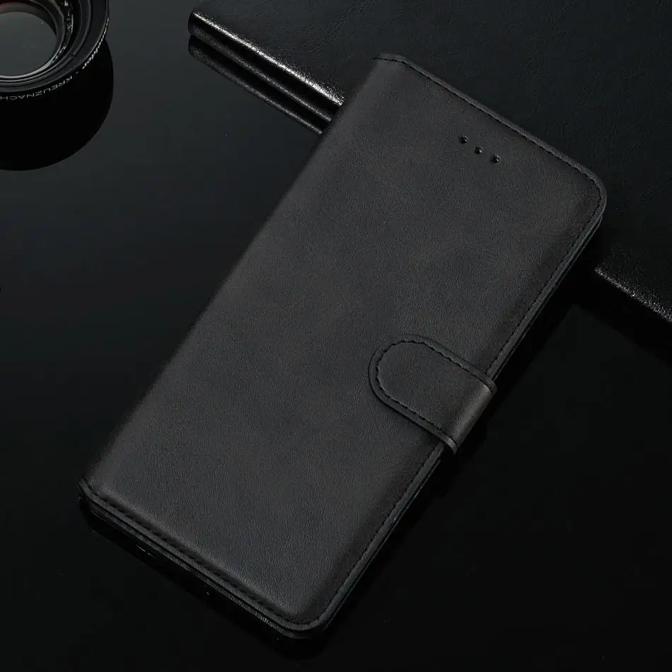 Бизнес простой чехол для samsung Galaxy J4 J6 плюс J8 A2 Core A520 J3 J5 J7 овчины кожаный бумажник чехол P27D - Цвет: Black