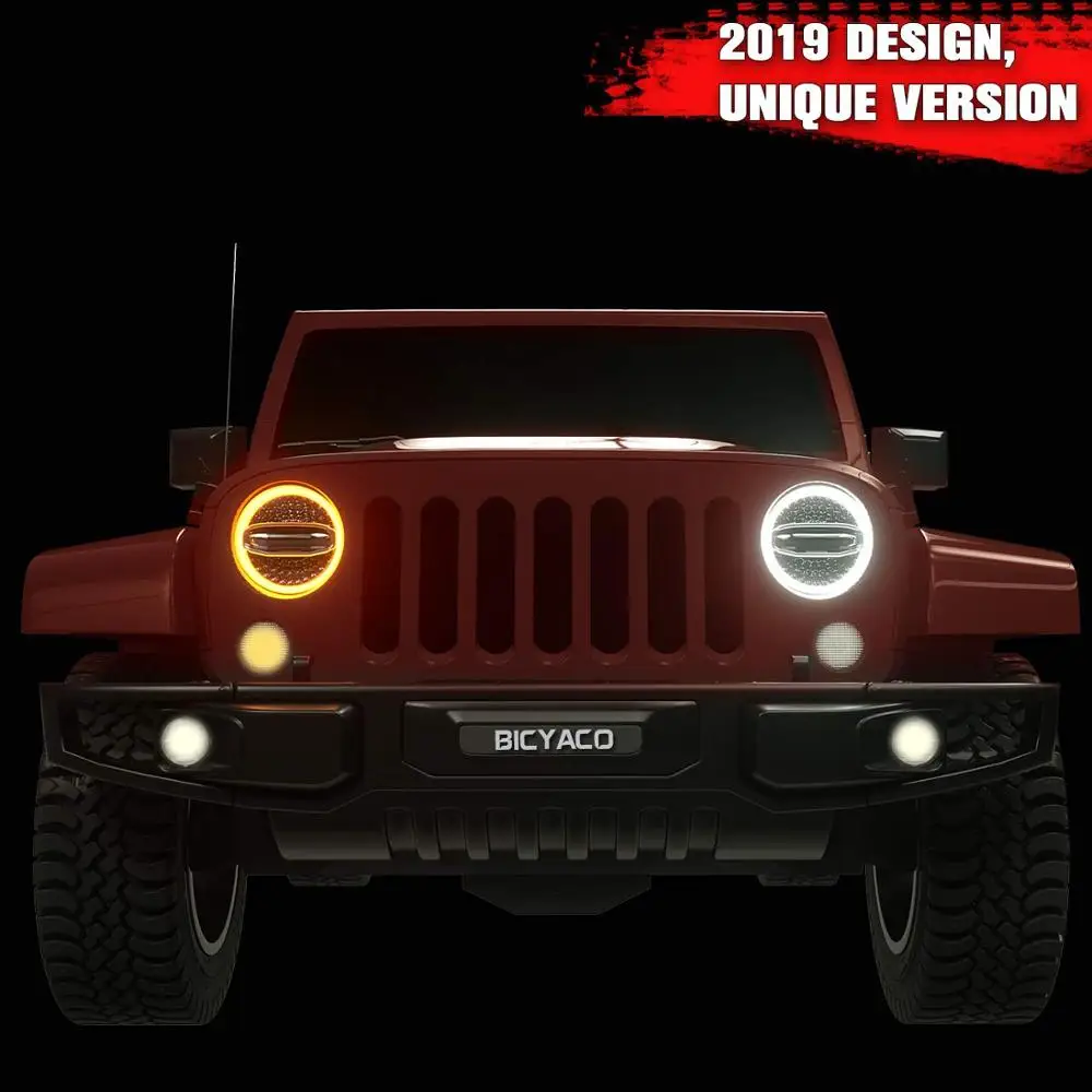 Для Jeep Wrangler JL 7 дюймов фара+ 9 дюймов черный Кронштейн Halo Круглый светодиодный фонарь с ДХО Монтажное кольцо высота/ближний свет