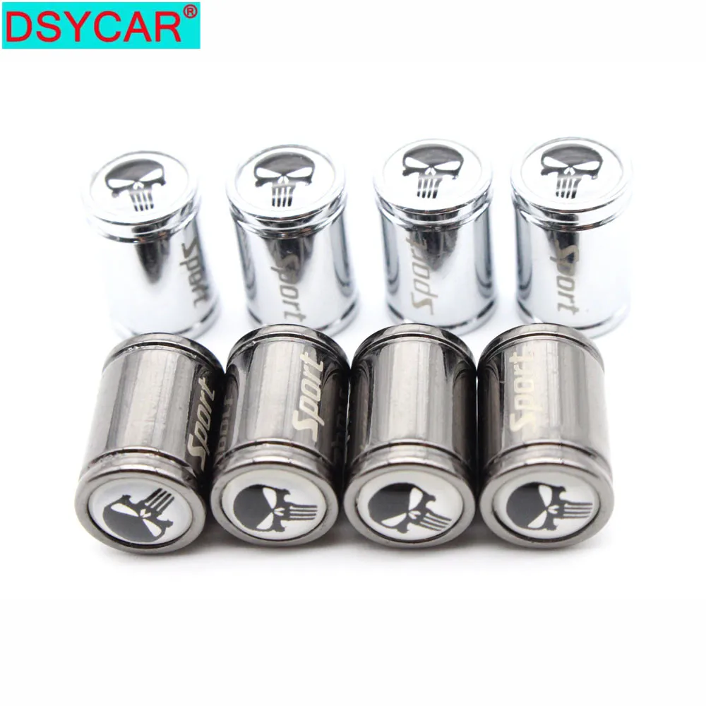 

DSYCAR 4 Pcs/Set Copper Chrome Tire Valve Stem Cap Tire Wheel Stem Air Valve Caps for Auto Cars