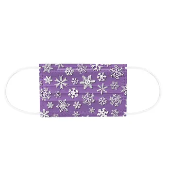 

50pc Adult's Christmas Printed Mask Disposable Protective Facemasks 3 Ply Non-woven Breathable Mouth Covering Ear Hook Masque