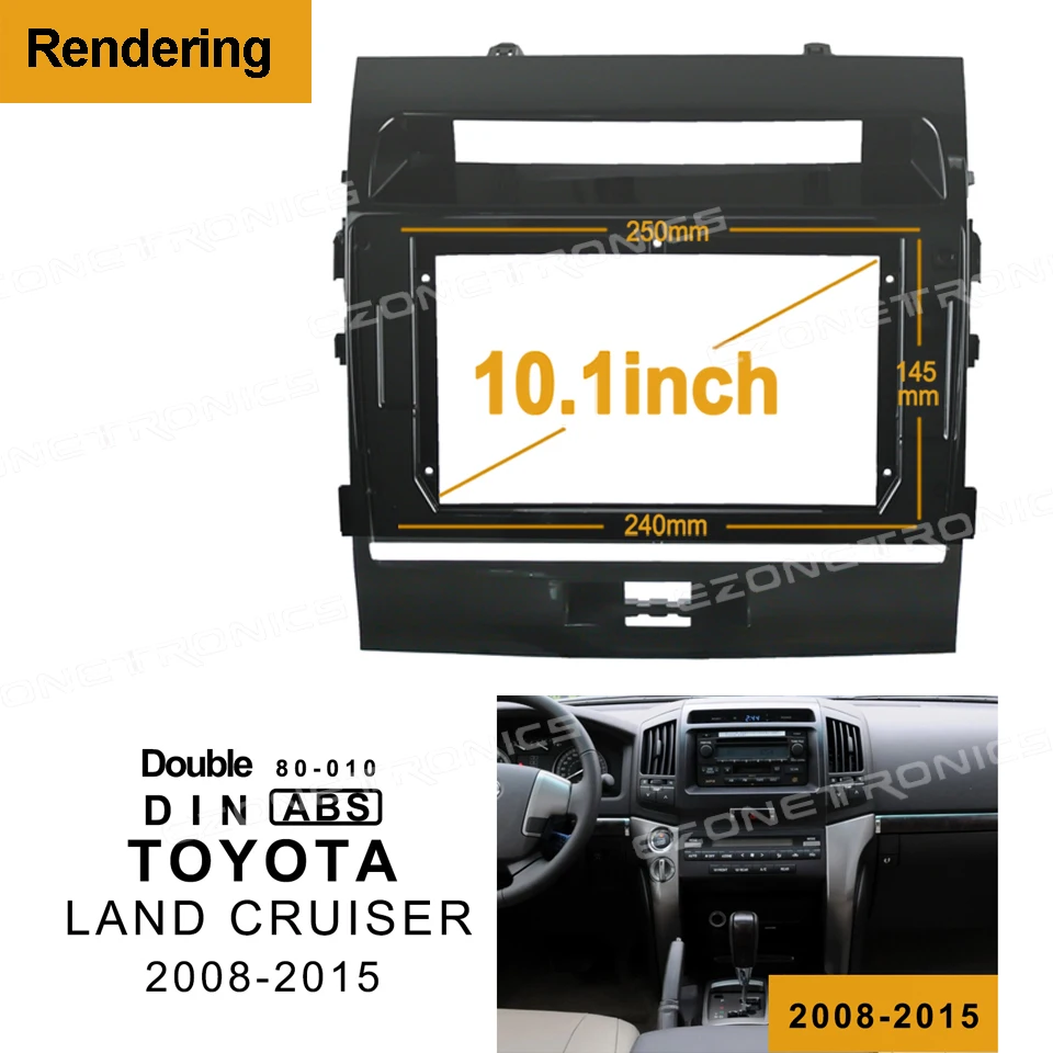 

1/2Din Car DVD Frame Audio Fitting Adaptor Dash Trim Kits Facia Panel 10.1"For Toyota LAND CRUISER 2008-15 Double Radio Player