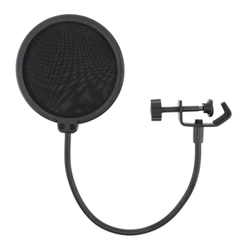 

Double Layer Studio Microphone Wind Screen Cover Adjustable Gooseneck Shield Filter KQS8