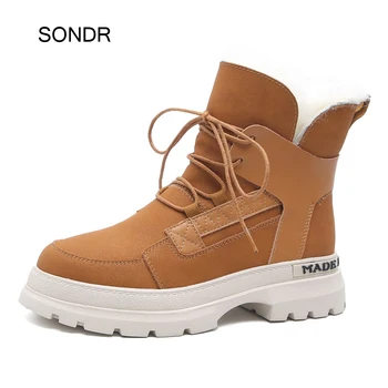 

2019 Shoes Women Snow Boots Real Leather Fashion Brand Winter Ladies Warm Boots Lady footware Plush Female botas mujer with Fur