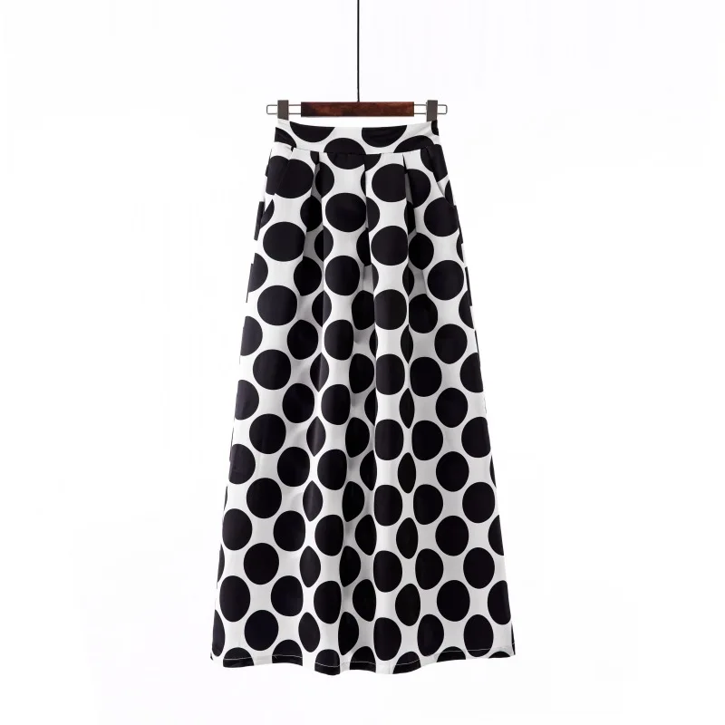 Весенняя и осенняя юбка ретро с узором в горошек ретро большой принт юбка-американка Harajuku Повседневная модная женская плиссированная юбка