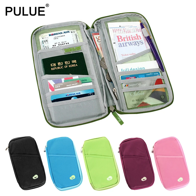 Cartera de lona impermeable para pasaporte Unisex, funda multifunción para pasaporte, porta tarjetas de identificación, billetera de viaje, monedero