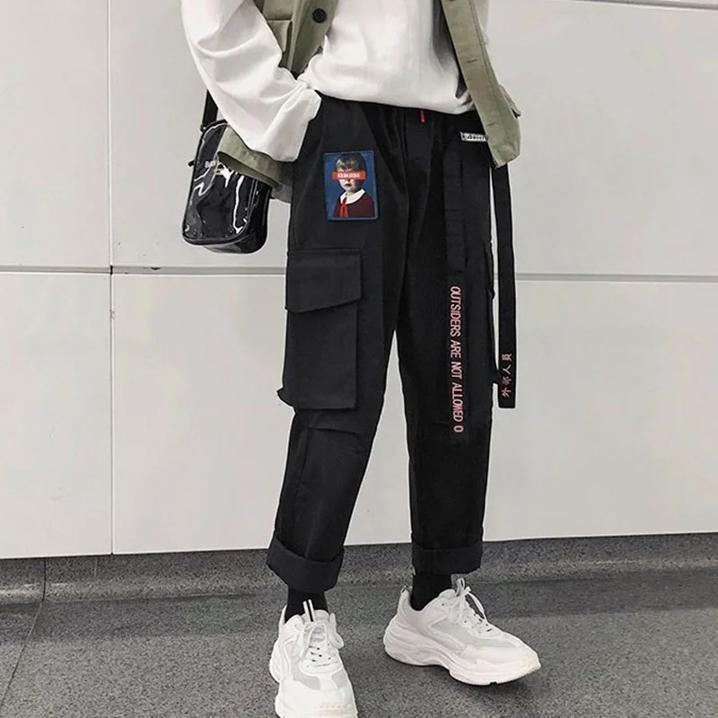 

Pink Cargo Hip Hop Straight Women's Pants Plus Size XXXL Patchwork Sweatpants Female 2019 Streetwear Sports Trousers For Women