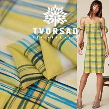 Простая клетчатая шелковая крепдешин шелковая ткань платье футболка модная дизайнерская ткань удобная благородная Мода