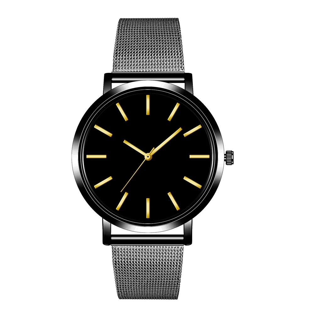 Black B Fashion Women Black Watches Mesh Band Stainless Steel Quartz Wristwatch Ladies Simple Watches Female Elegant Clock Reloj Mujer - Цвет: Black B