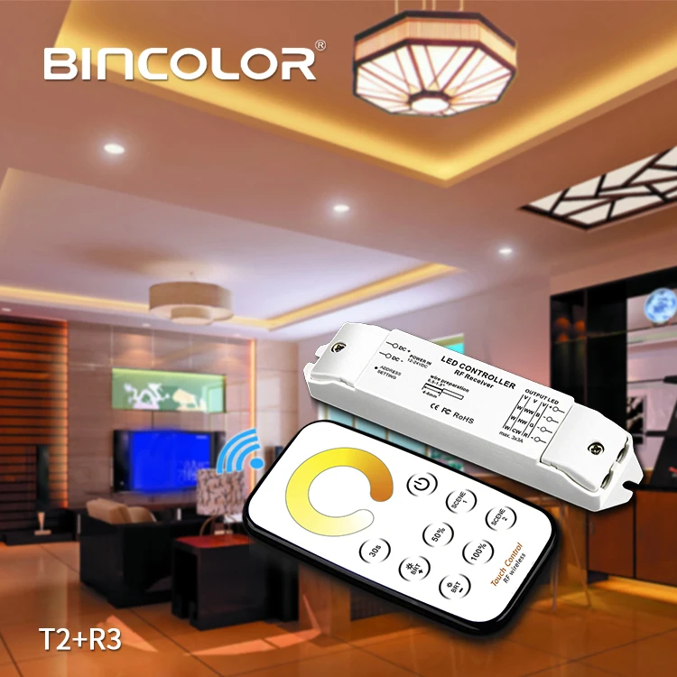 Bincolor T2+ R3 светодиодный диммер приемник контроллер с мини RF беспроводной пульт дистанционного управления светодиодный CCT для светодиодные ленты светильник, DC12V-24V