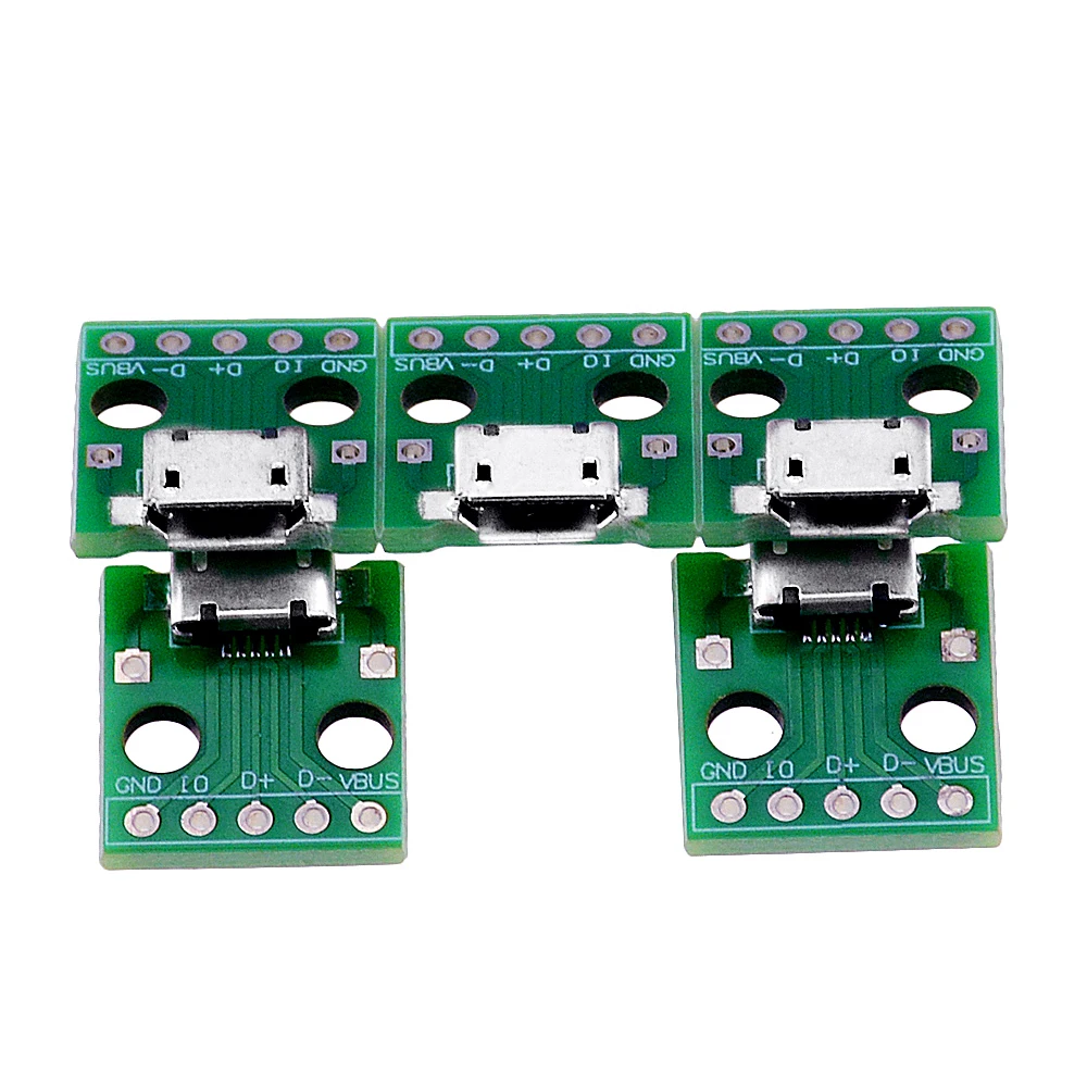 

10PCS MICRO USB To DIP Adapter 5pin Female Connector B Type PCB Converter Breadboard Switch Board SMT Mother Seat