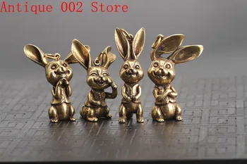 

Copper rabbit solid brass rascal rabbit small ornament key chain