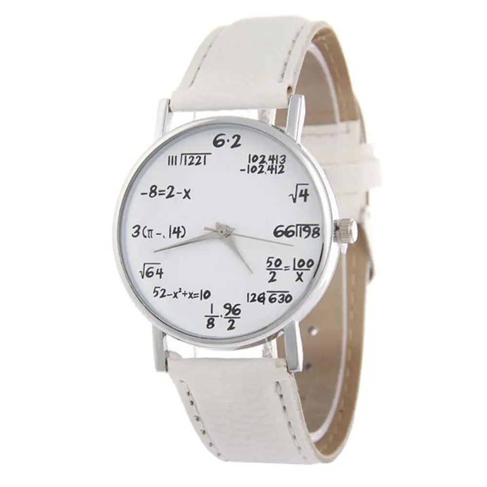 Vansvar модные повседневные женские кожаные кварцевые часы с математическими символами женские наручные часы Relogio женский браслет часы - Цвет: white