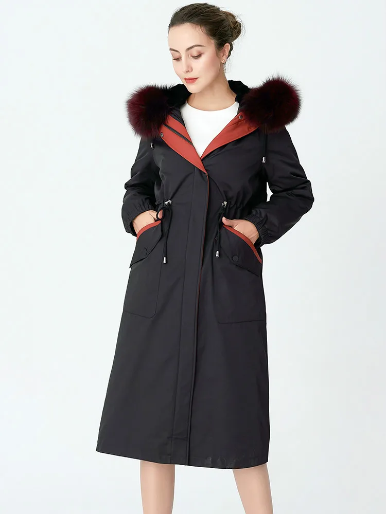 

Boollili Real Fur Coat Women Rex Rabbit Fur Coat Winter Coat Women Fox Fur Collar Warm Parka Abrigo Mujer