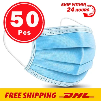 

Mask Disposable Nonwove 3 Layer Ply Filter Mask mouth Face mask filter safe Breathable Protective masks 50pcs 100pcs
