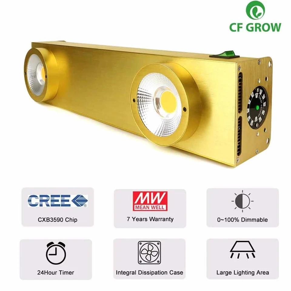 Светодиодсветильник лампа полного спектра CREE CXB3590 COB для выращивания растений 200