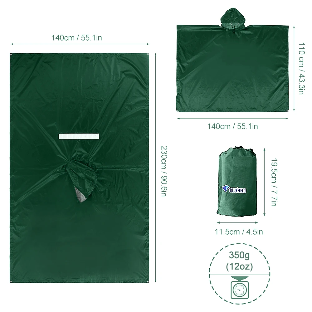 Rain Poncho Waterproof Raincoat with Hood Cycling Rain Cover Hiking Hooded Coat Jacket Motorcycle Poncho Picnic Mat