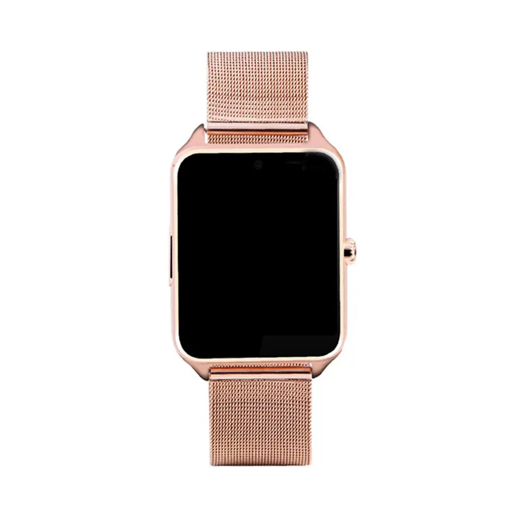 Новые Z60 умные часы с сенсорным экраном, Bluetooth, спортивные музыкальные часы с камерой, многофункциональные часы со стальным ремешком, женские умные часы - Цвет: Золотой