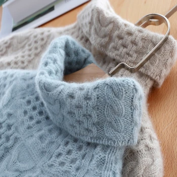 

2019 High-grade twisted cashmere sweater female high collar long-sleeved knit soft warm pullover ATTYYWS new sweater Autumn