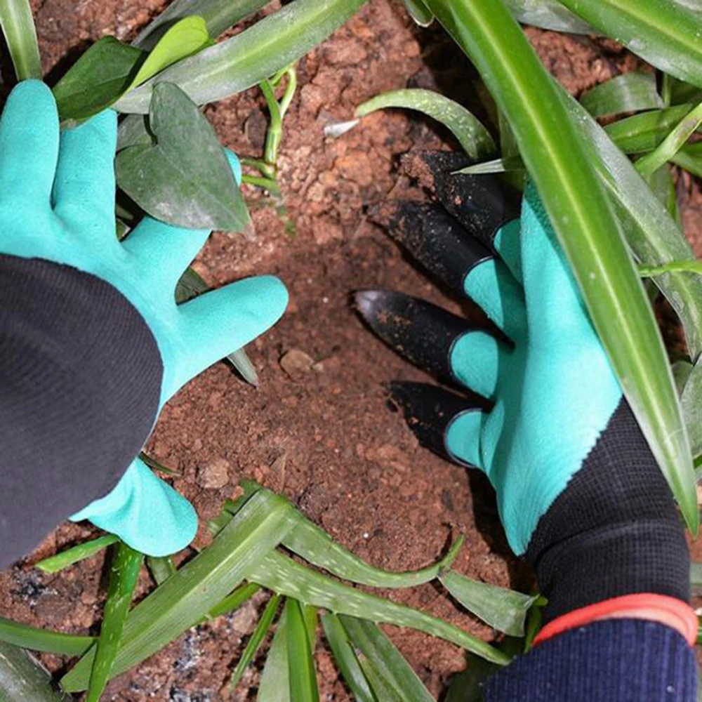 Hand Claw Green Plastic Garden Rubber Gloves Gardening Easy For Digging Planting Waterproof Insulation Household Work Gloves garden work gloves horticultural gloves