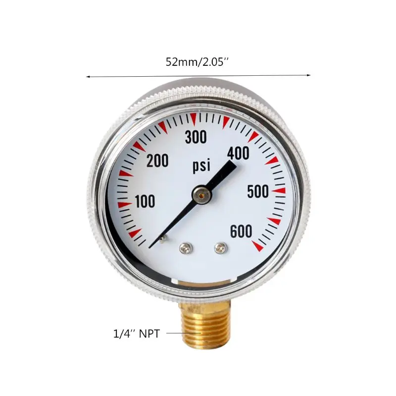 0-600 PSI " Циферблат 1/4" NPT латунный манометр Нижнее крепление манометр