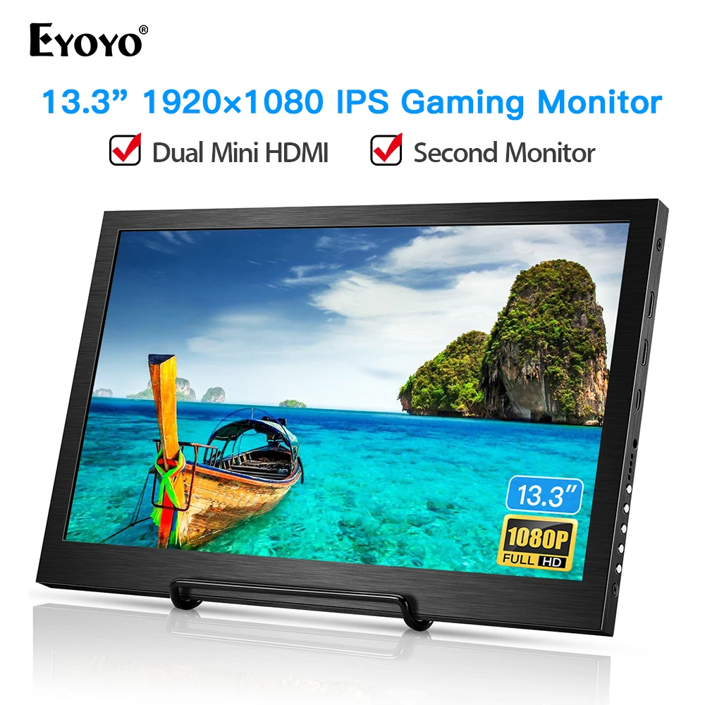 

Eyoyo EM13F 13.3" Portable Monitor HDMI Gaming LCD Screen 1920X1080 HDR IPS Display For PS4 Xbox One 360 Raspberry Pi Wii U PC