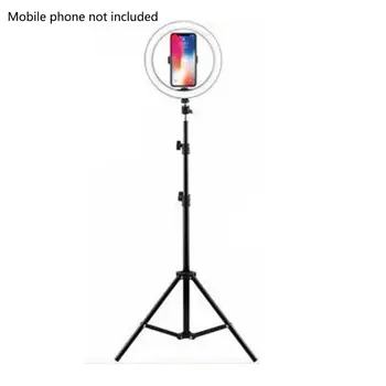 

Light Rack Three Seats Adjustable Mobile Phone Holder Annular Add Light Self Photography 12 Inch Beauty Lamp