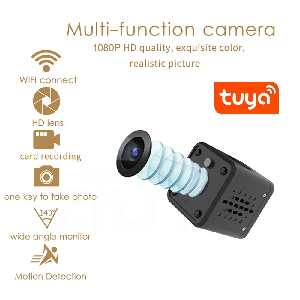 Tuya Мини Wifi камера 1080P умный дом Безопасность детский монитор 140 градусов широкий угол беспроводной мини IP камера Встроенный аккумулятор лучший