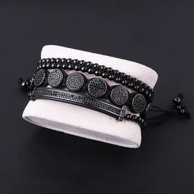 Classic Design High Quality Luxury Stainless Steel Beads CZ Pave Charm Handmade Macrame Friendship Bracelet Set Men Jewelry Gift - Image 3