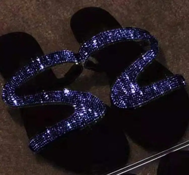 Женские летние сандалии на плоской подошве; женская обувь; zapatos de mujer; шлепанцы; сандалии-гладиаторы; sandalias mujer sapato feminino; H446 - Цвет: blue