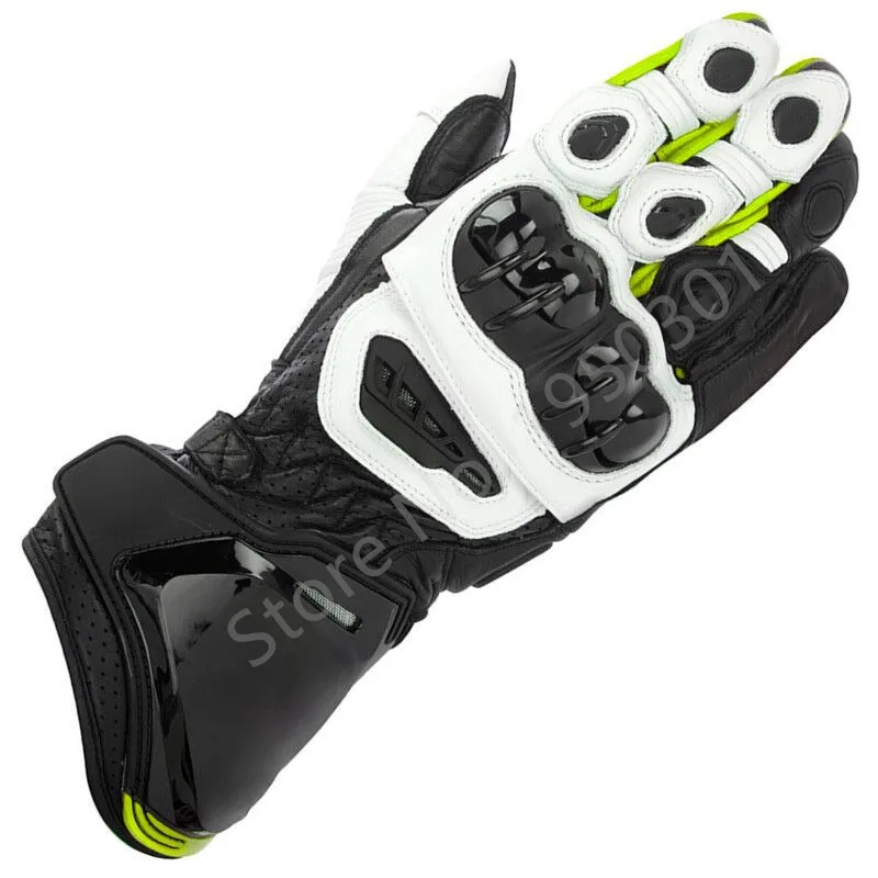 ALPINES S1 Moto GP гоночные перчатки Guantes полный палец натуральная кожа PRO rbike перчатки для мотокросса Luvas Moto звезды длинные перчатки - Цвет: Green