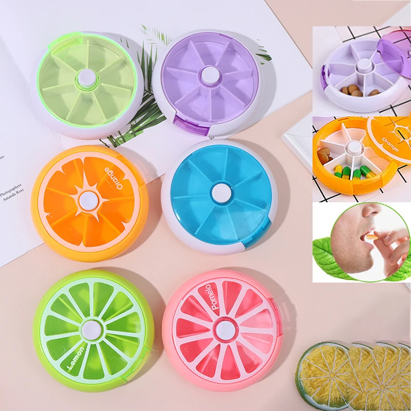 1PCS Travel Portable Weekly Rotating Round Pill Cases Splitter Pill Organizer Medicine Box 7 Day Pill Cutter Tablet Health Care