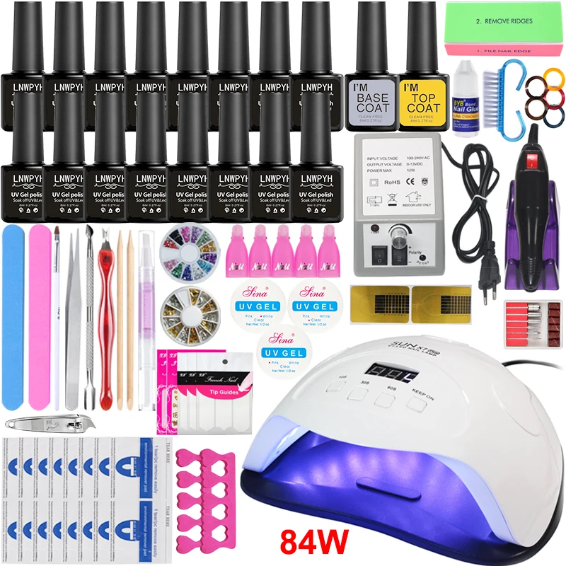 

Nail Set 16/10 color Nail Polish Kit with 20000RPM Nail drill Machine Nail lamp Acrylic Kit Nail Art Tools Nail Set Manicure set