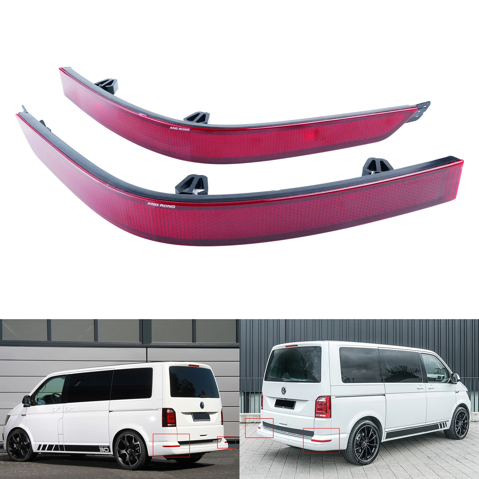 2 шт. для VW Transporter T6+ отражатель заднего бампера без светильник с красными линзами