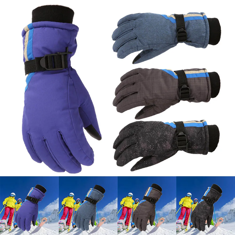 Регулируемый ремень зимние лыжные теплые перчатки для детей мальчиков/девочек Дети Водонепроницаемый снегозащитный теплые перчатки для катания на коньках Велоспорт сноуборд